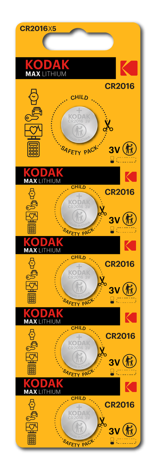 Kodak Max Lithium Coin Battery (5 Pack Perforated Blister)