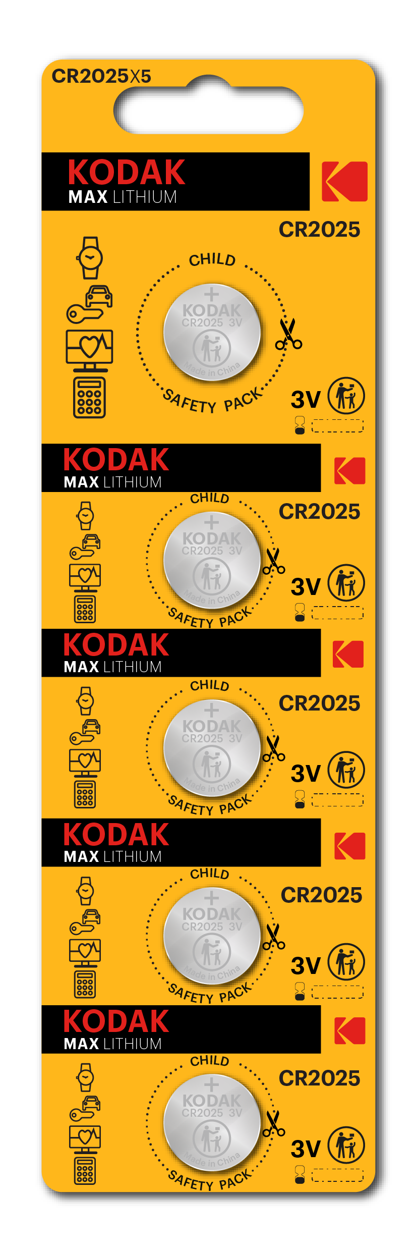 Kodak Max Lithium Coin Battery (5 Pack Perforated Blister)