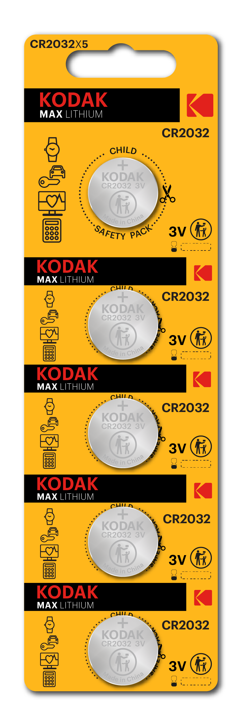 Kodak Max Lithium Coin Battery (5 Pack Perforated Blister)